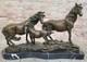 Signed Mene 3 Standing Horses Marble Base Art Bronze Figurine Sculpture Deal