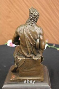 Signed Michelangelo Biblical Moses Bronze Sculpture Jewish Marble Figure Gift