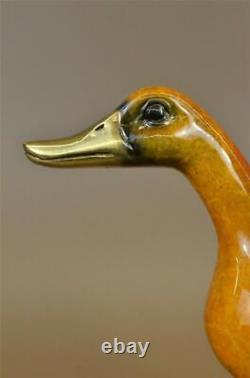 Signed Migniez Marsh Duck Bronze Statue Sculpture Marble Base Art Deco