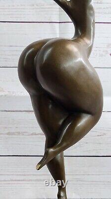Signed Milo Bronze Chair Woman Abstract Modern Art, Marble Base Cast