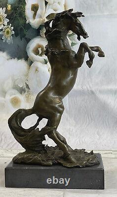 Signed Milo Excited Elevage Horse Bronze Marble Sculpture Racing Figure