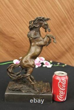 Signed Milo Excited Livestock Horse Font Bronze Marble Racing Sculpture Marble