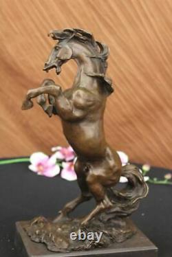 Signed Milo Excited Livestock Horse Font Bronze Marble Racing Sculpture Marble