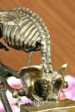 Signed Milo Skeleton Thinker Tribute to Rodin Bronze Sculpture Marble Statue