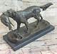 Signed Moigniez Hunting Dog With Quail Bronze Sculpture On Marble Base Art