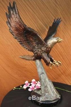 Signed Moigniez Large American Eagle To Dark Base Floor Marble Sculpture