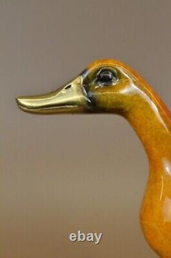 Signed Moigniez Marsh Duck Bronze Statue Sculpture Marble Base Art Deal
