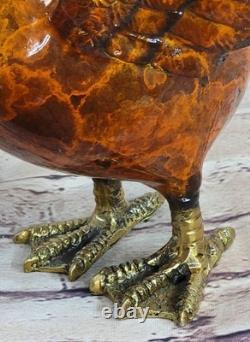 Signed Moigniez Marsh Duck Bronze Statue Sculpture Marble Base Art Deco