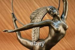 Signed Morante Bronze Dancer Sculpture Art Deco Marble Base