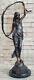Signed Moreau Beauty Ribbon Dancer Bronze Sculpture Marble Base Statue Decor