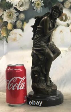 Signed Moreau, Bronze Female Nude Angel Art Deco Marble Figurine Artwork