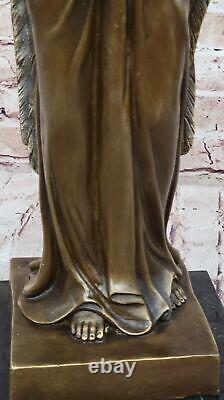 Signed Moreau Bronze Statue Angel Art Decor Marble Figurine Art