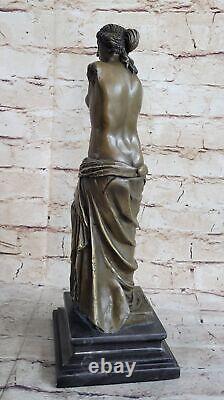 Signed Moreau Venus de Milo Female Bronze Marble Base Sculpture Figurine