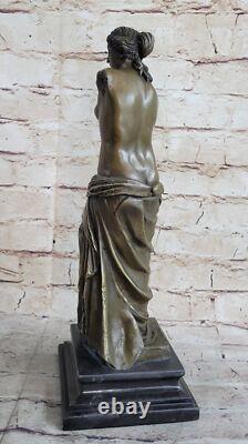 Signed Moreau Venus de Milo Female Figure Bronze Sculpture on Marble Base