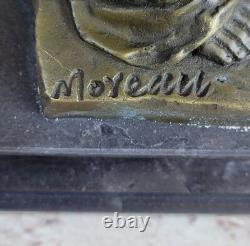 Signed Moreau Venus de Milo Female Figure Bronze Sculpture on Marble Base
