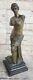 "signed Moreau Venus De Milo Female Nude Bronze Marble Base Sculpture Art"
