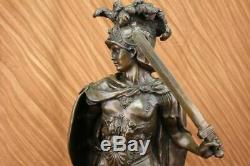 Signed Most Great Greek Warrior Bronze Sculpture Home Decor Large Marble