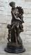 Signed Mother Baby Romantic Bronze Marble Girl Cherub Satyr Cupid Nude Statue