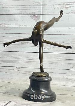 Signed Nick Bronze Sculpture Dancer Figurine Art Deco Marble 35.6cm