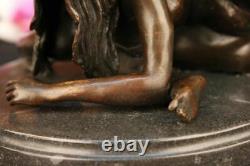 Signed Nu Erotic Woman Bronze Marble Figure Statue Sculpture Art Decor
