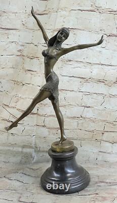 Signed Nude Dancer Bronze Sculpture, Marble Figurine, Gift