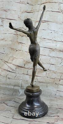 Signed Nude Dancer Bronze Sculpture, Marble Figurine, Gift