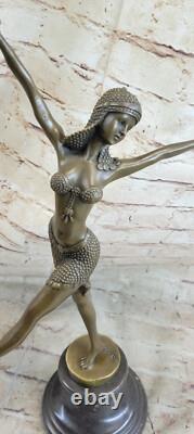 Signed Nude Dancer Bronze Sculpture, Marble Figurine, Gift