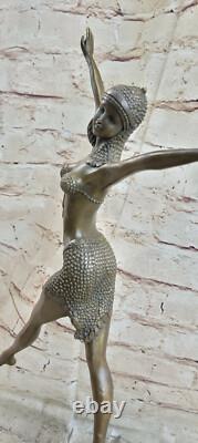 Signed Nude Dancer Bronze Sculpture, Marble Figurine, Gift