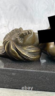 Signed Nude Erotic Woman Bronze Sculpture Statue Figurine Marble Base Clearance