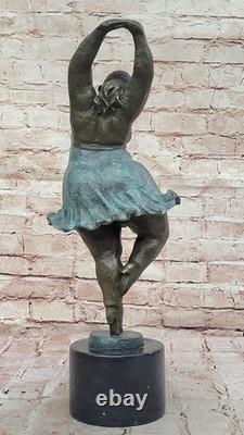 Signed Open Tribute to Botero Relaxed Woman Marble Bronze Sculpture