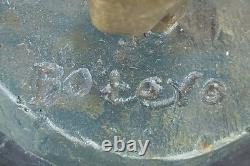 Signed Open Tribute to Botero Relaxed Woman Marble Bronze Sculpture