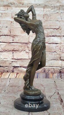 Signed Original Aldo Vitaleh Gypsy Dancer Bronze Sculpture Marble Base Figure
