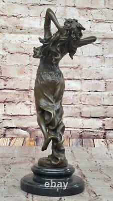 Signed Original Aldo Vitaleh Gypsy Dancer Bronze Sculpture Marble Base Figure