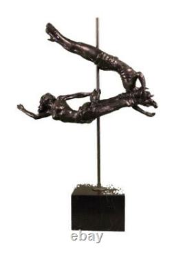 Signed Original Aldo Vitaleh Two Cirque Bronze Sculpture Statue Marble Base