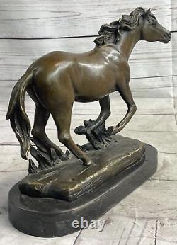 Signed Original Arabic Bronze Horse Sculpture Modern Marble Figurine