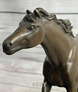 Signed Original Arabic Horse Bronze Sculpture Modern Art Marble Figurine
