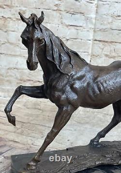 Signed Original Arabic Horse Bronze Sculpture Modern Art Marble Figurine Figure