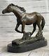 Signed Original Arabic Horse Bronze Sculpture Modern Art Marble Figurine Statue