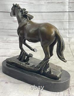Signed Original Arabic Horse Bronze Sculpture Modern Art Marble Figurine Statue