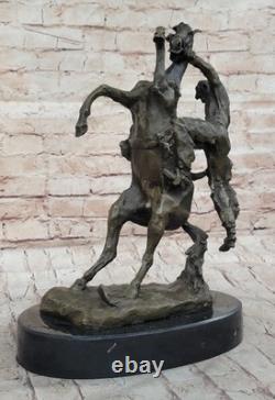 Signed Original Art Deco Horse Breeding Bronze Sculpture Marble Base Statue