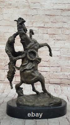 Signed Original Art Deco Horse Breeding Bronze Sculpture Marble Base Statue