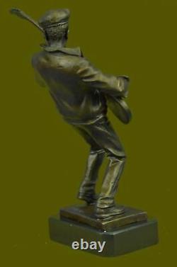 Signed Original Black Guitar Player Singer Bronze Sculpture Marble Statue Art Nr