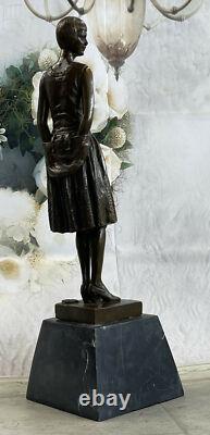 Signed Original Bronze Sculpture Statue Mom Housewife Marble Art Gift Deal