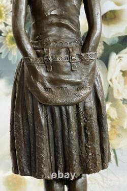 Signed Original Bronze Sculpture Statue Mom Housewife Marble Art Gift Deal