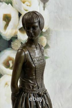 Signed Original Bronze Sculpture Statue Mom Housewife Marble Art Gift Deal