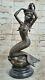 Signed Original Chair Sexy Mermaid Bronze Marble Statue Mythic Sea Sculpture From