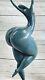 "signed Original Curvy Woman Bronze Statue With 21" Grand Marble Base Figure"