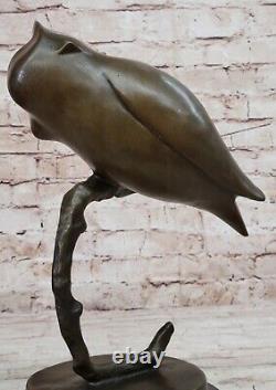 Signed Original Evan Pierre Owl Sculpture on Marble Figurine Base
