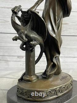 Signed Original Floral Goddess Candle Holder Bronze Marble Sculpture Statue Deal