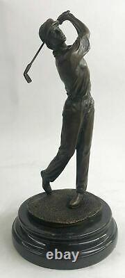 Signed Original Golf Golf Trophy Game Sport Bronze Sculpture Marble Base